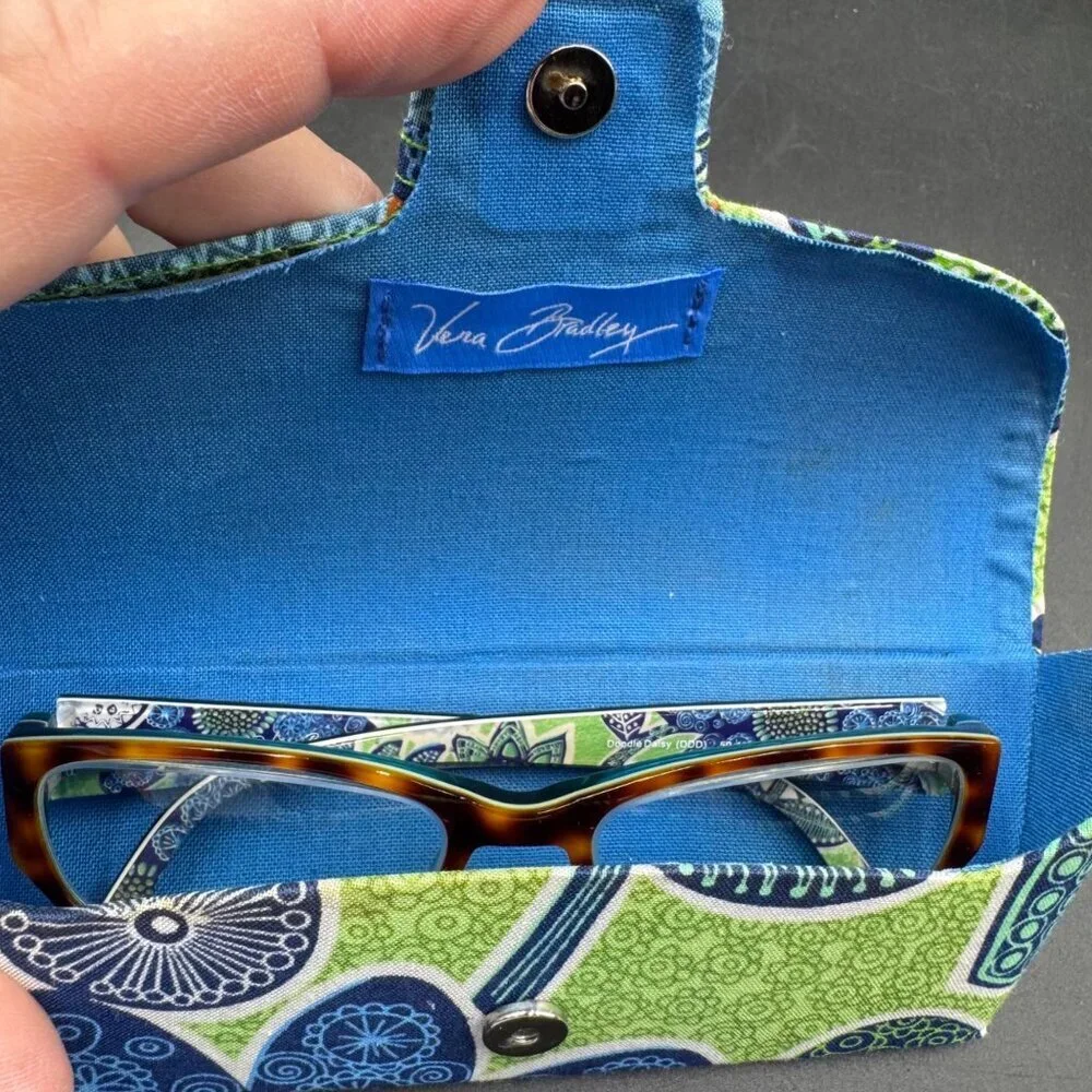 Vera Bradley Designer Reading Glasses Tortoise Blue Green Paisley Frame